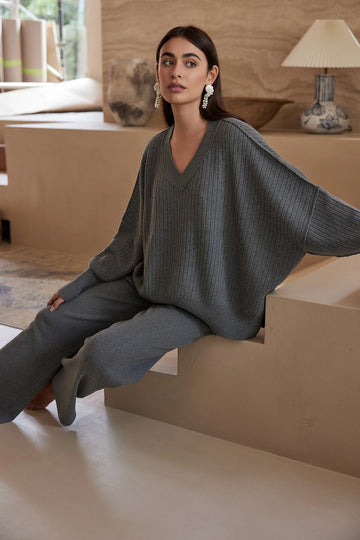 Vera Knit Sweater Dark Grey Marle
