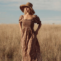 AMELIE MAXI MOCHA GINHAM