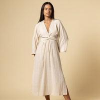 HARPER WRAP DRESS WHEAT