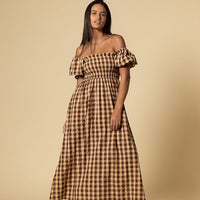 AMELIE MAXI MOCHA GINHAM