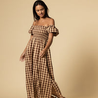 AMELIE MAXI MOCHA GINHAM