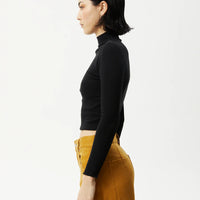 ICONIC HEMP RIBBED LONG SLEEVE TOP BLACK