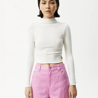 ICONIC HEMP RIBBED LONG SLEEVE TOP - OFF WHITE