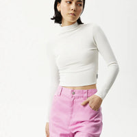 ICONIC HEMP RIBBED LONG SLEEVE TOP - OFF WHITE