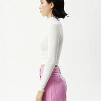 ICONIC HEMP RIBBED LONG SLEEVE TOP - OFF WHITE