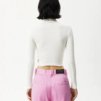 ICONIC HEMP RIBBED LONG SLEEVE TOP - OFF WHITE