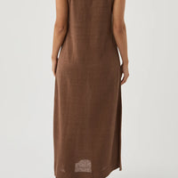Brie Linen Knit Dress Chocolate