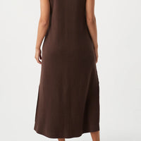 Clara Ribbed Midi Dress Chocolate