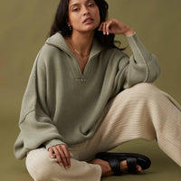 LONDON ZIP SWEATER - SAGE