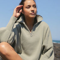 LONDON ZIP SWEATER - SAGE