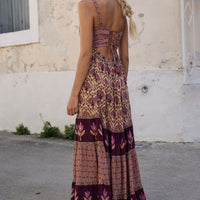 Chateau Quilted Strappy Maxi Dress Grape