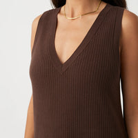 Clara Ribbed Midi Dress Chocolate