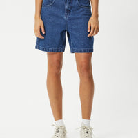 Emilie Hemp Denim Workwear Short in Authentic Blue