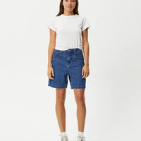 Emilie Hemp Denim Workwear Short in Authentic Blue
