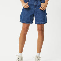 Emilie Hemp Denim Workwear Short in Authentic Blue