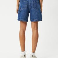 Emilie Hemp Denim Workwear Short in Authentic Blue