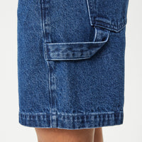 Emilie Hemp Denim Workwear Short in Authentic Blue