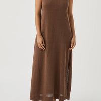 Brie Linen Knit Dress Chocolate