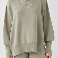 LONDON ZIP SWEATER - SAGE