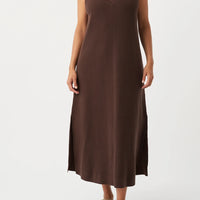 Clara Ribbed Midi Dress Chocolate