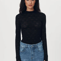 Galo Flower Lace Top Black