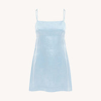 Gwen Silk Linen Mini Dress Baby Blue