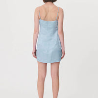 Gwen Silk Linen Mini Dress Baby Blue