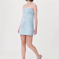 Gwen Silk Linen Mini Dress Baby Blue