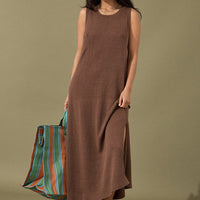 Brie Linen Knit Dress Chocolate