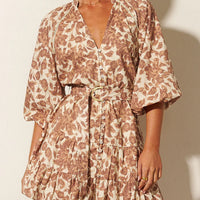 Milano Babydoll Mini Dress Walnut