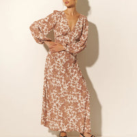 Milano Tie Back Maxi Dress Walnut