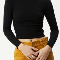 ICONIC HEMP RIBBED LONG SLEEVE TOP BLACK