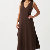 Clara Ribbed Midi Dress Chocolate
