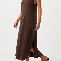 Clara Ribbed Midi Dress Chocolate