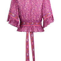 Sienna Cropped Blouse Fuchsia