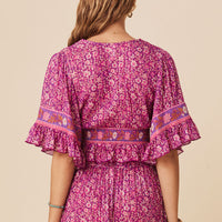 Sienna Cropped Blouse Fuchsia