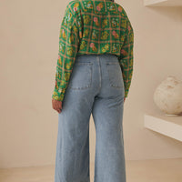 Classic Denim Cropped Jeans Sun Washed Blue