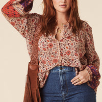LADY UNTAMED BLOUSE TEA LEAF