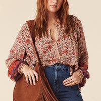 LADY UNTAMED BLOUSE TEA LEAF
