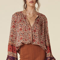 LADY UNTAMED BLOUSE TEA LEAF