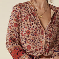 LADY UNTAMED BLOUSE TEA LEAF