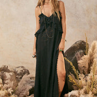 Lux Lisbon Lace Strappy Maxi Dress Onyx