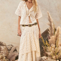 Lux Lisbon Lace Handkerchief Skirt Vintage Cream
