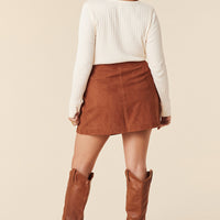 RIDER SUEDE WRAP MINI SKIRT TOBACCO