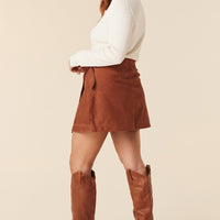 RIDER SUEDE WRAP MINI SKIRT TOBACCO