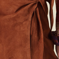 RIDER SUEDE WRAP MINI SKIRT TOBACCO