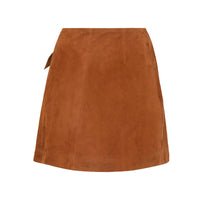 RIDER SUEDE WRAP MINI SKIRT TOBACCO