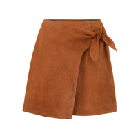 RIDER SUEDE WRAP MINI SKIRT TOBACCO