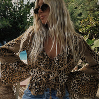 Samantha Lace Frill Blouse Vintage Leopard