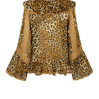 Samantha Lace Frill Blouse Vintage Leopard